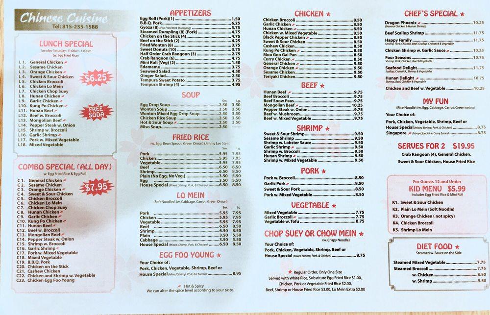 Menu at Asia Cafe, Freeport