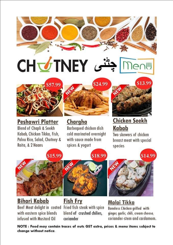 Menu at Chutney ( West ) Restaurant, Edmonton