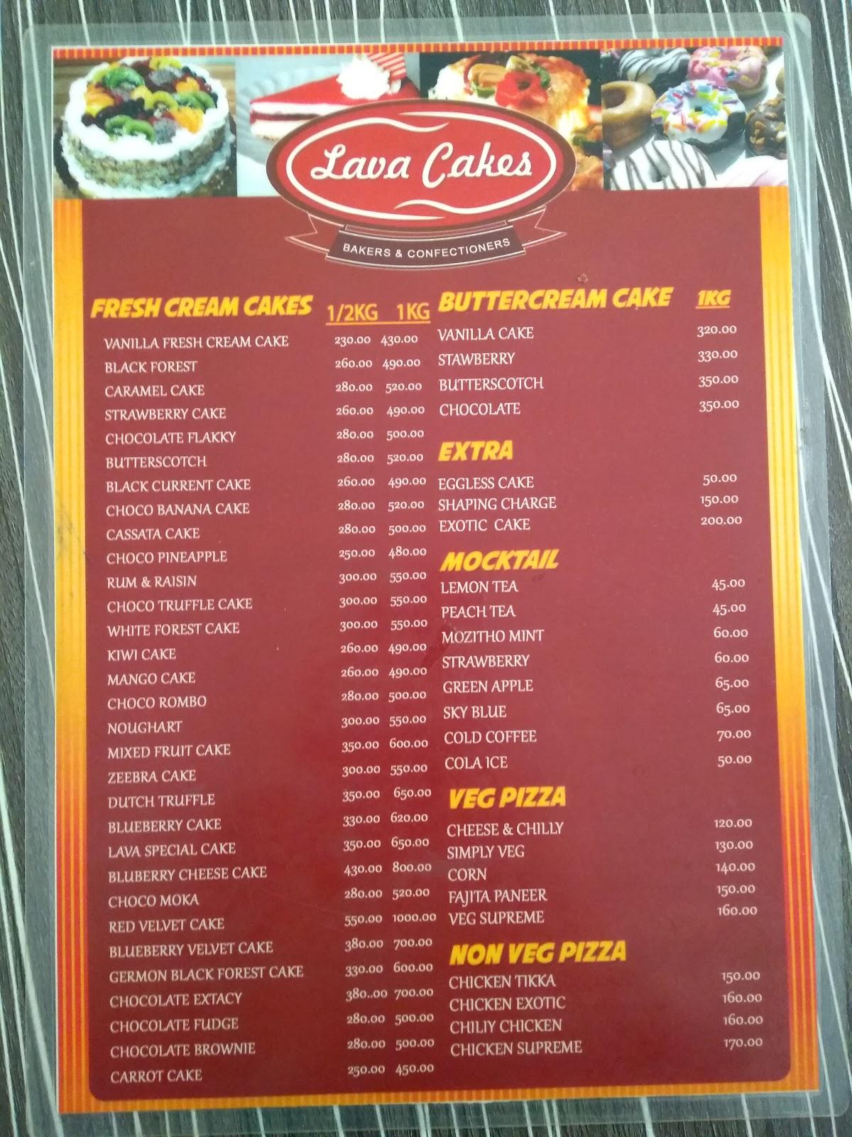 Lava Cakes menu
