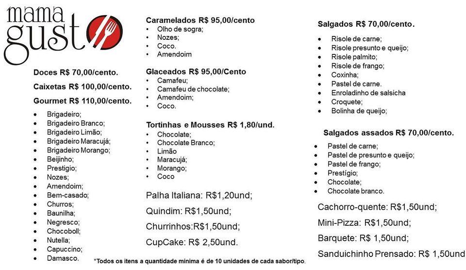 MAMA GUSTO cardápio