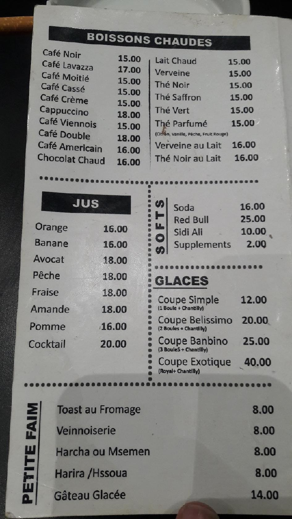 Menu at Café Red Ice cafe, Casablanca