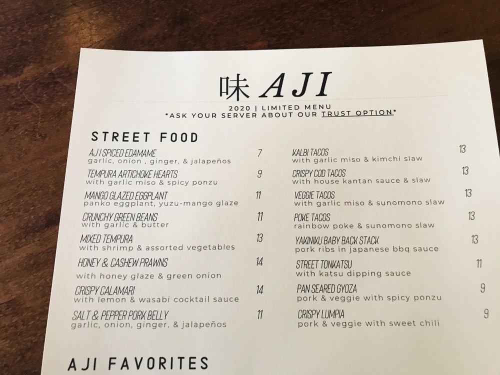 Carta del restaurante Aji Japanese Bistro, El Dorado Hills