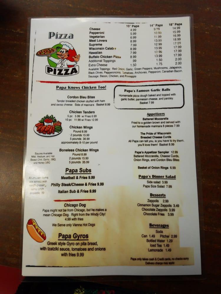 Menu At Bari Pizzeria, West Allis