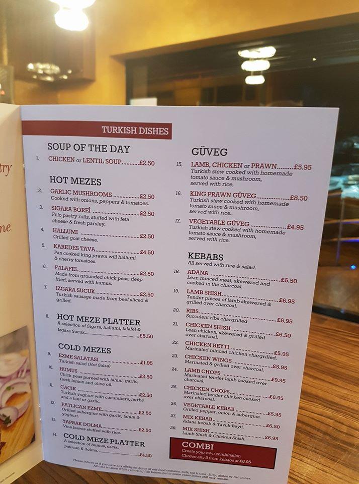 Menu at Ottoman Kitchen restaurant, Birmingham