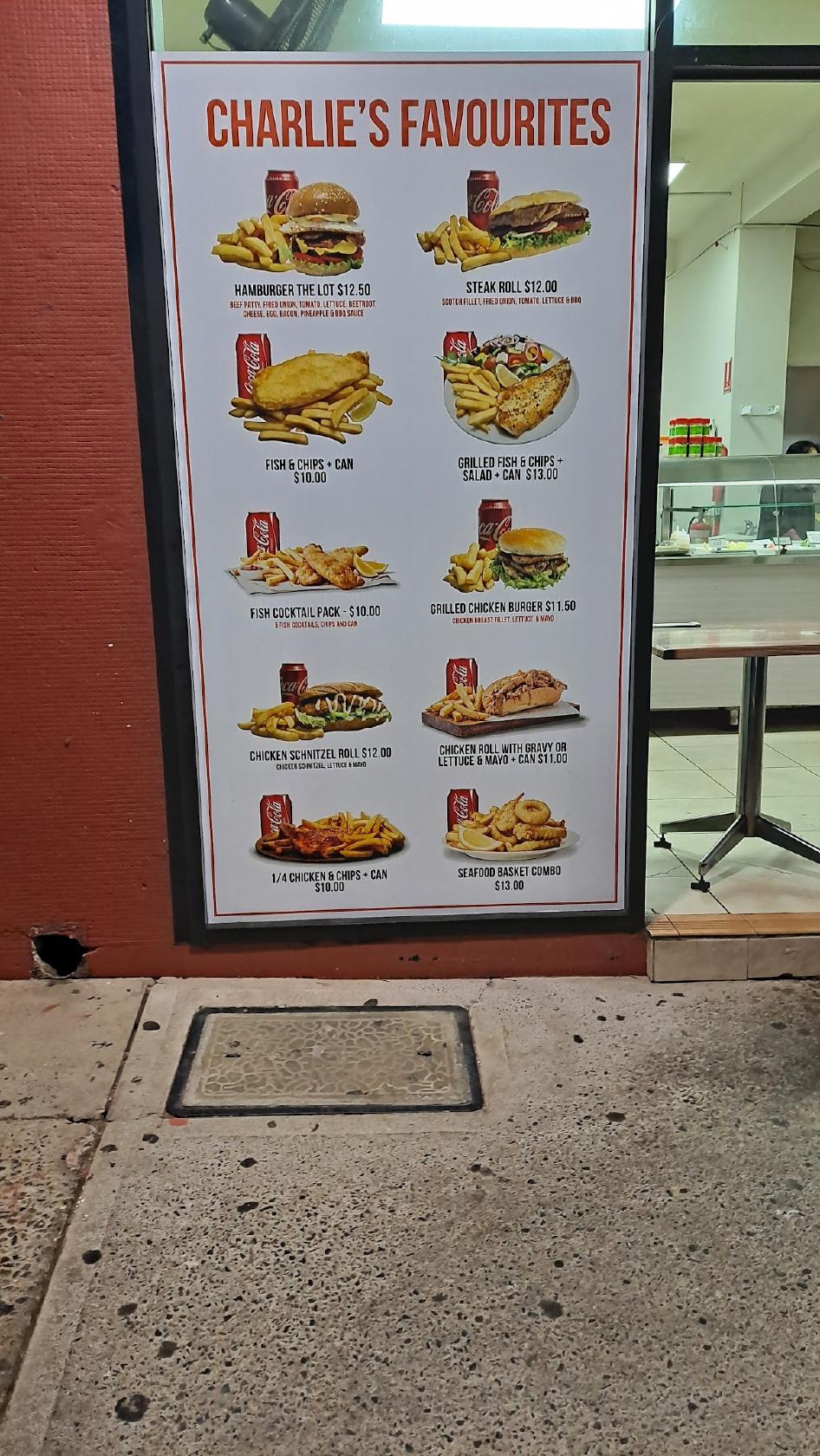 Menu at Charlie's Charcoal Chicken & Seafood fast food, Hammondville