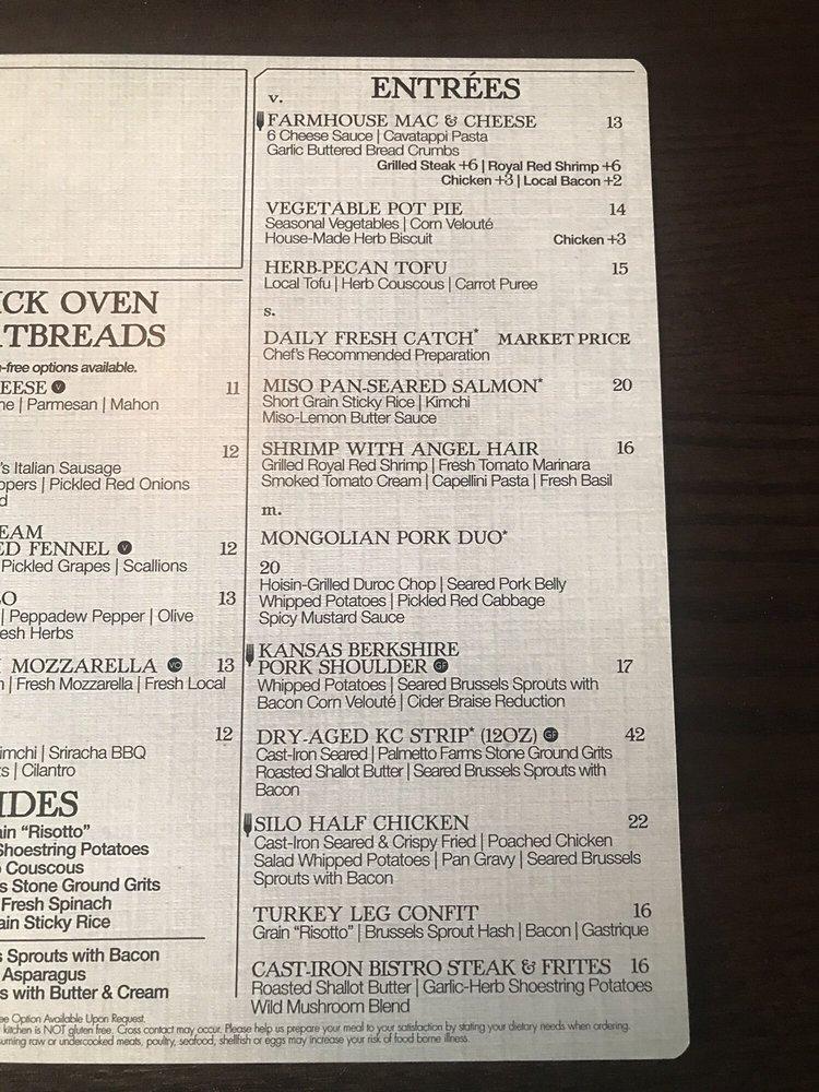 Menu at Silo Modern Farmhouse restaurant, Lenexa