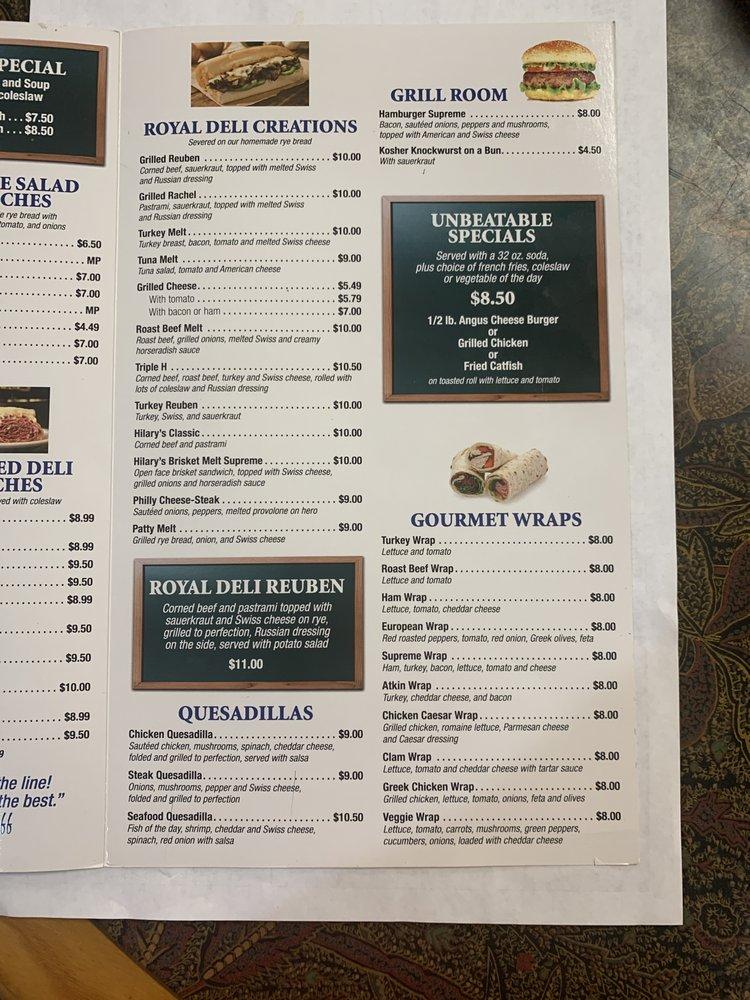 Menu at Hilary's Restaurant and Royal Deli, Royal Palm Beach