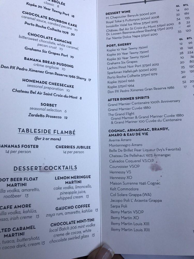 Menu at El Gaucho Bellevue pub & bar, Bellevue