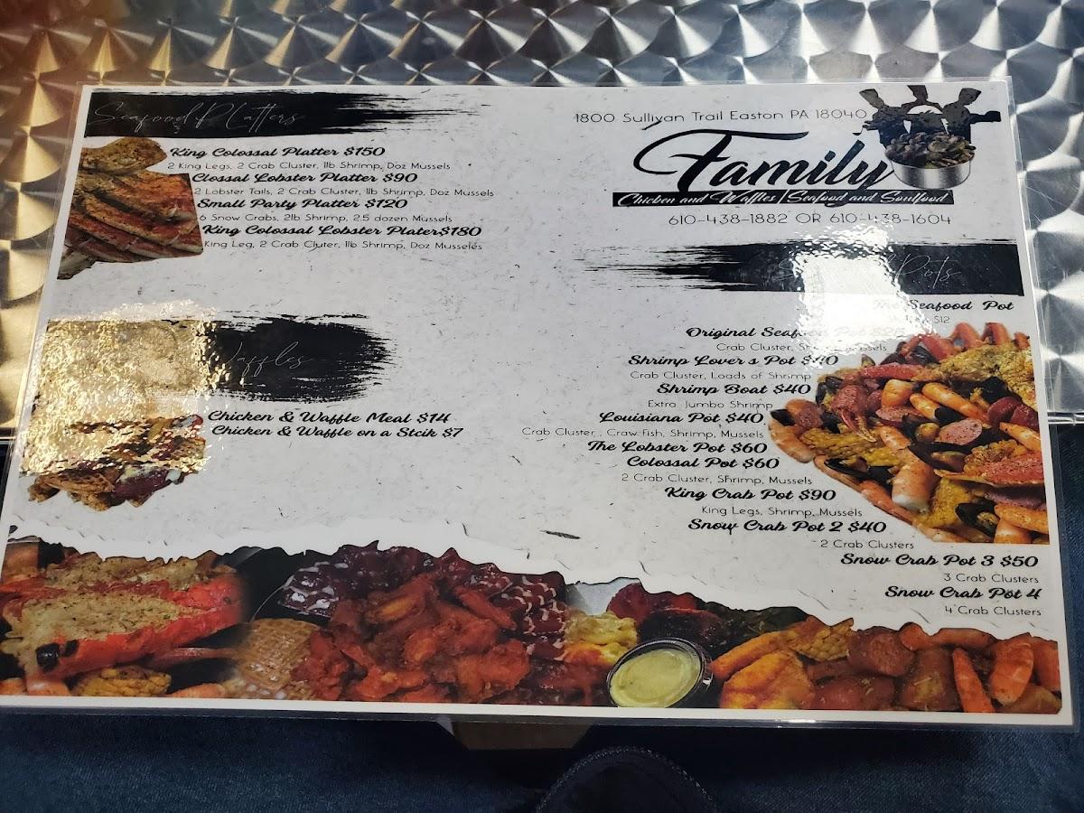 Menu at Family Chicken and Waffles Seafood and Soulfood restaurant, Easton