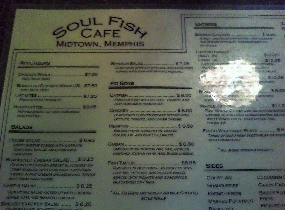 Menu at Soul Fish Cafe, Memphis, 862 Cooper St