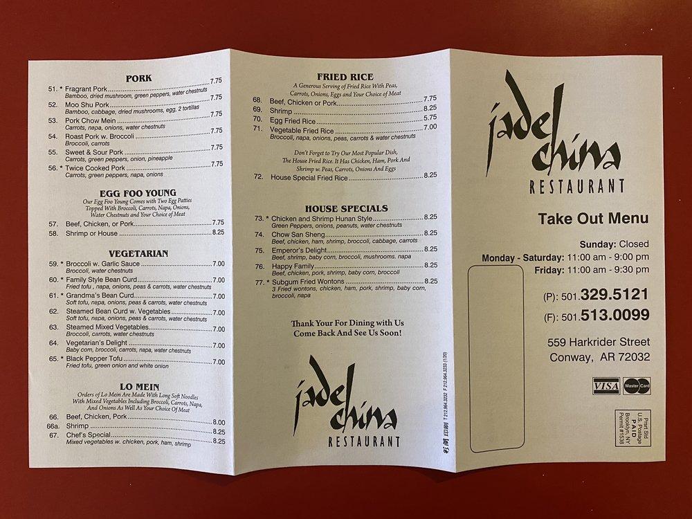 Menu At Jade China Restaurant, Conway