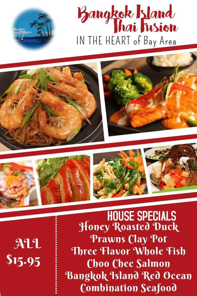 Menu at Bangkok Island Thai Fusion restaurant, Vallejo, 153 Plaza Dr