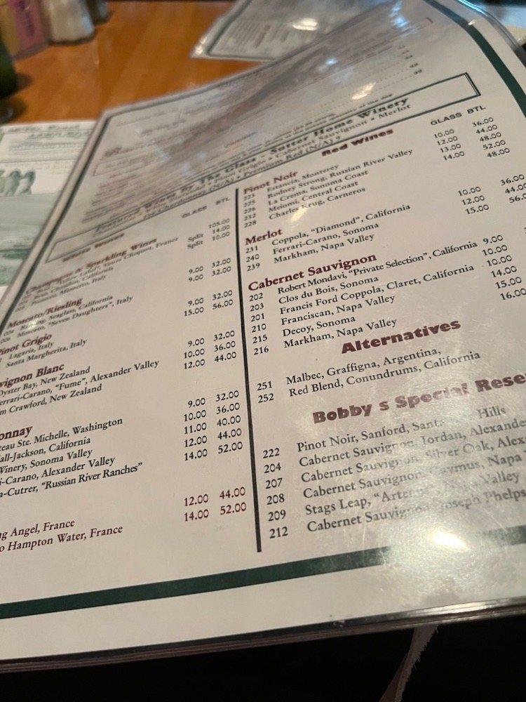 Menu at Bobby's Restaurant & Lounge, Vero Beach