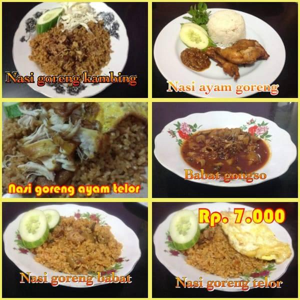 Menu at Nasi goreng kambing restaurant, Semarang