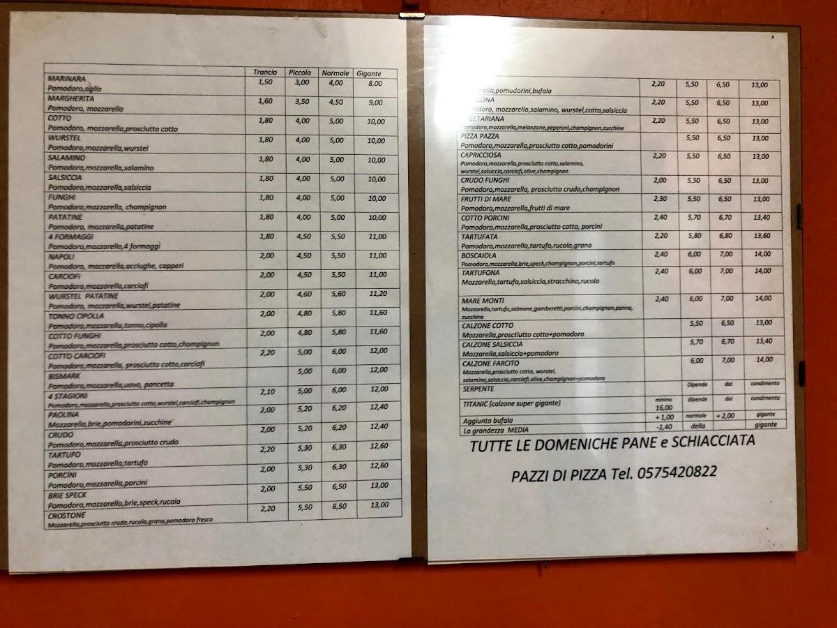 Menu di Pazzi Di Pizza S.r.l. 