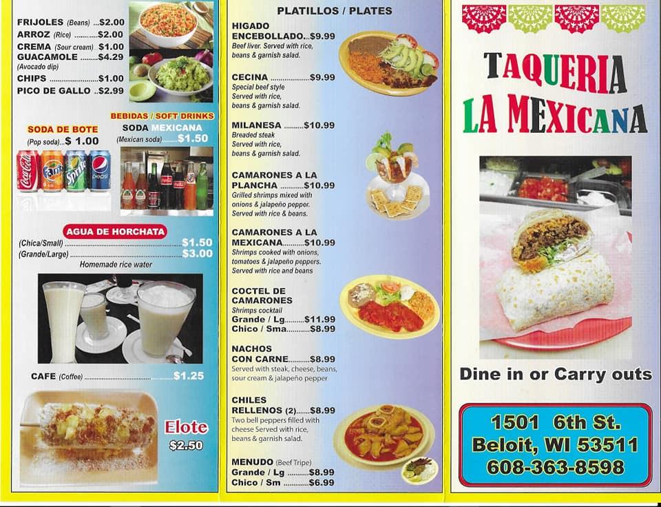 Menu At La Mexicana Restaurant Beloit menu-at-la-mexicana-restaurant-beloit