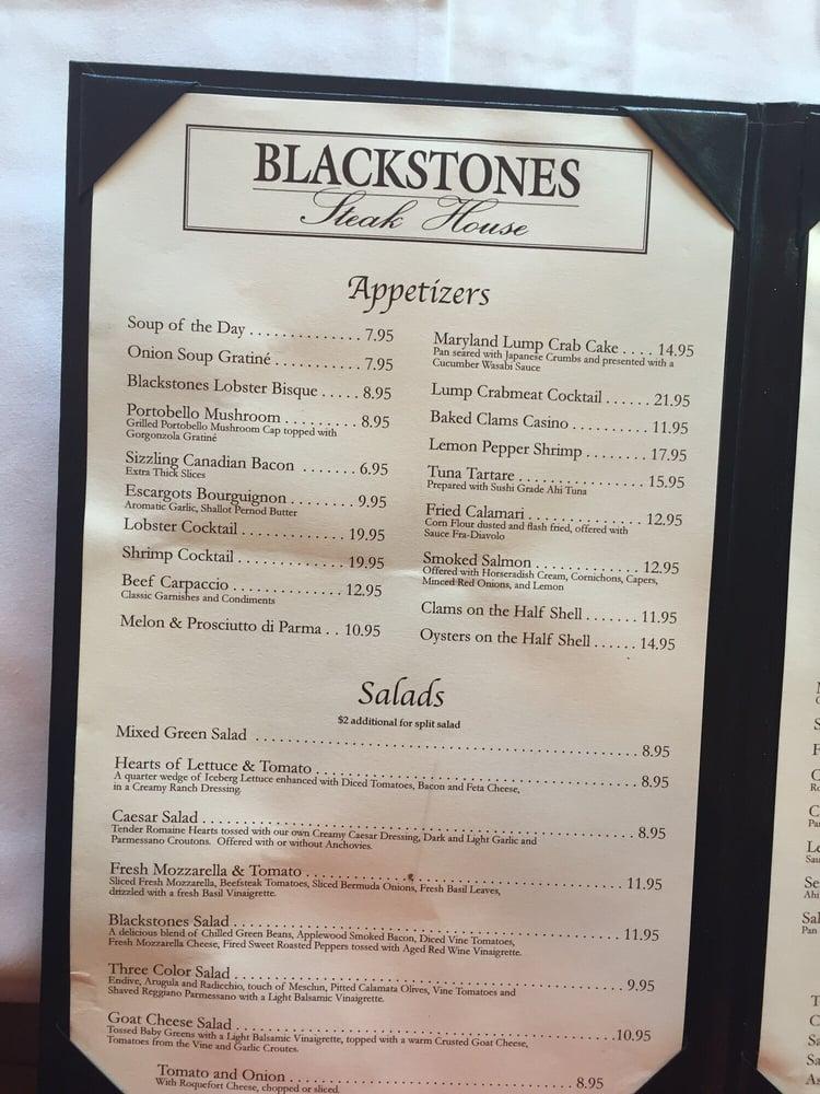 Menu at BlackStones Steakhouse, Norwalk