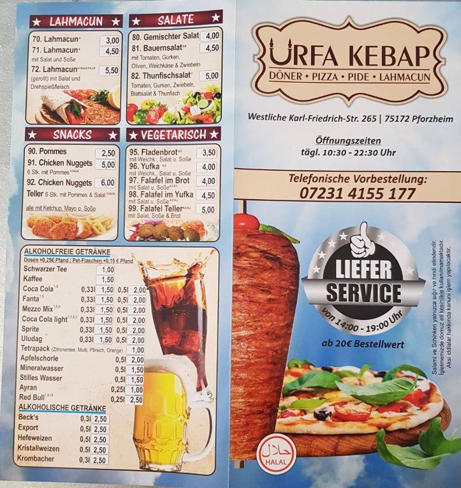 Speisekarte Von Urfa Kebap D Ner Pizzaa Pforzheim