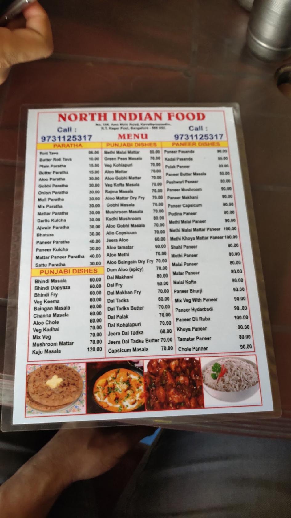 Menu At North Indian Food Bengaluru 2JC6 XM7