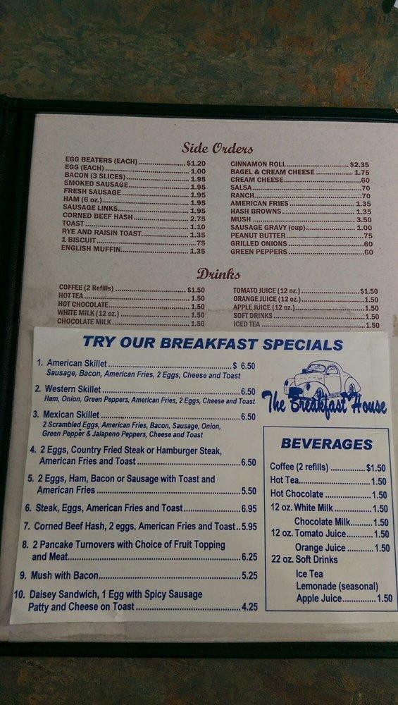 Menu at Breakfast House restaurant, Kendallville