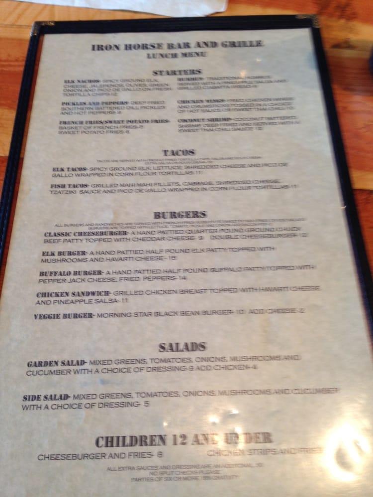 Menu at Iron Horse Bar and Grill, Gardiner