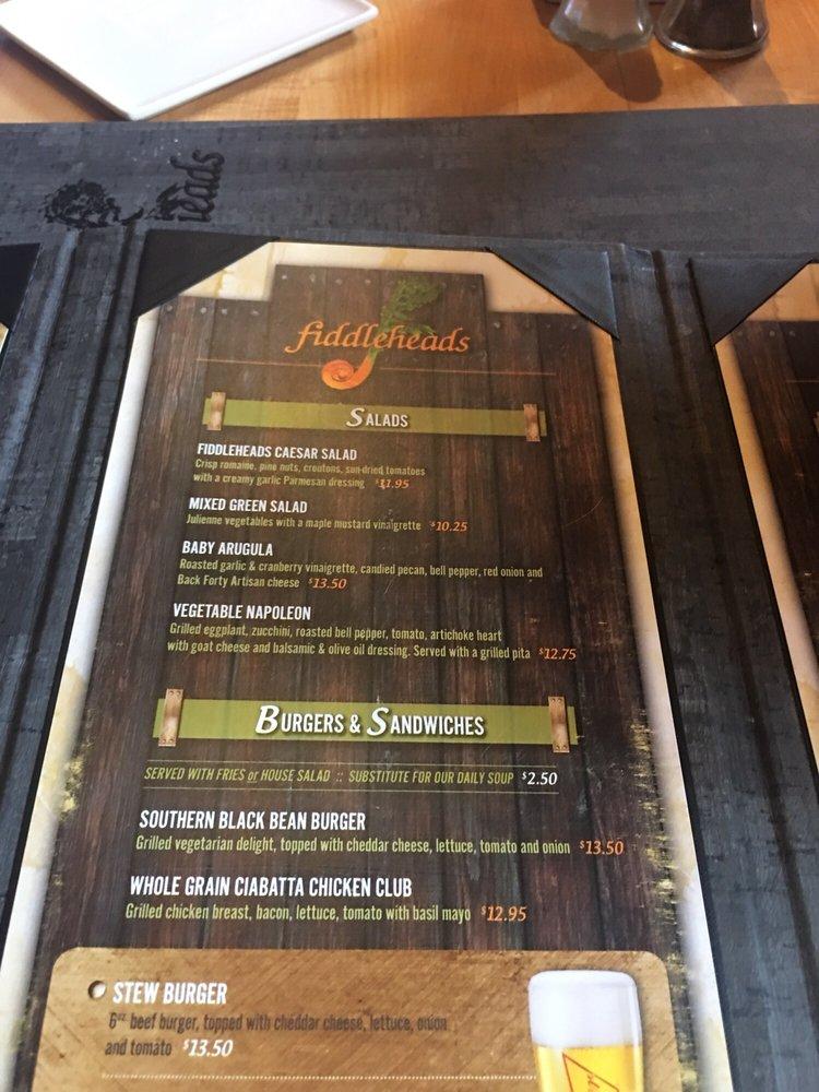 Menu at Fiddleheads Bar and Grill, Perth
