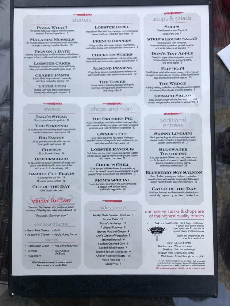 Menu at Strip Steakhouse, Avon