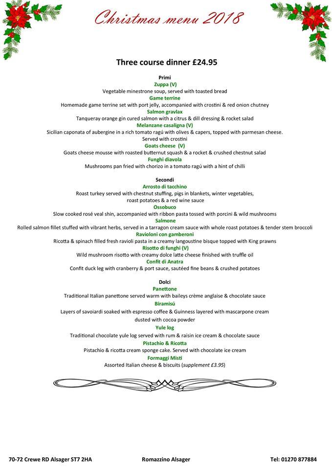 Menu at Romazzino Restaurant & Bar Alsager, Alsager