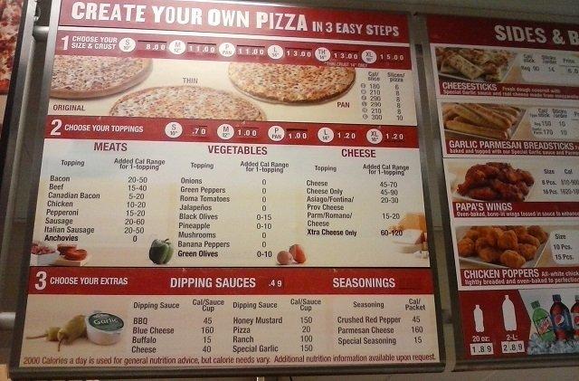 Menu at Papa Johns Pizza pizzeria, Knoxville, Clinton Hwy