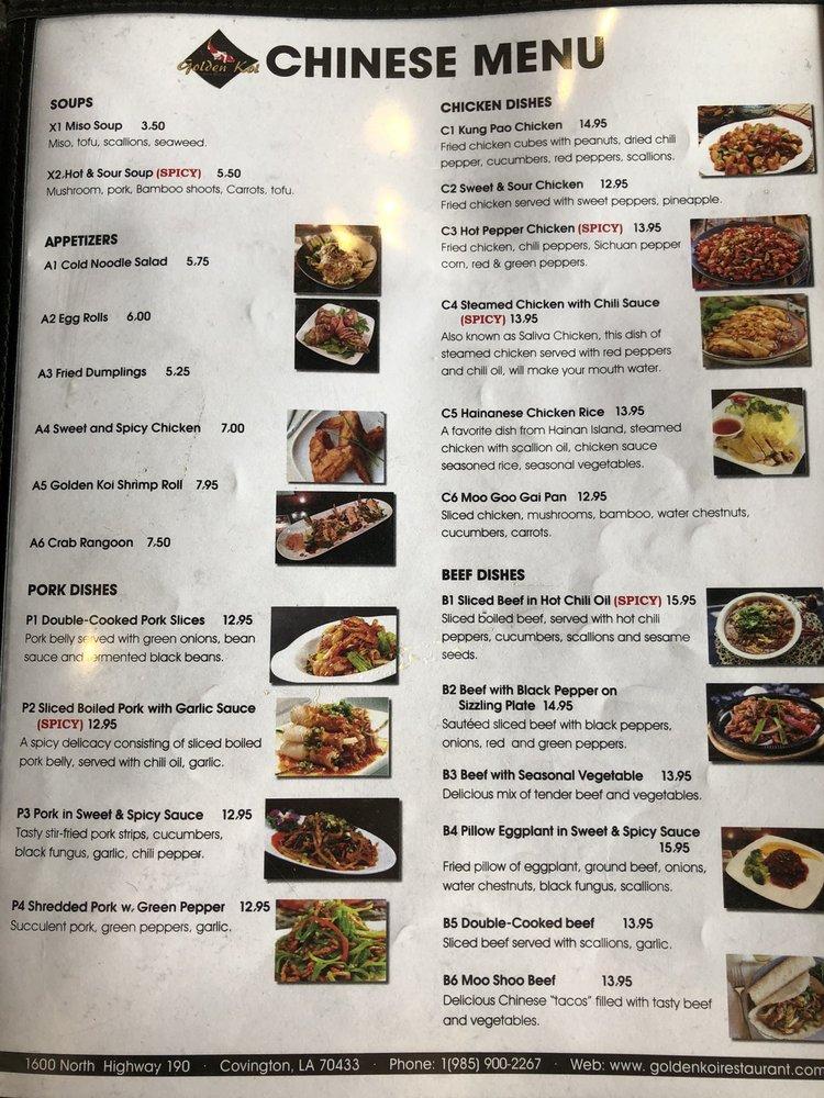 golden koi menu