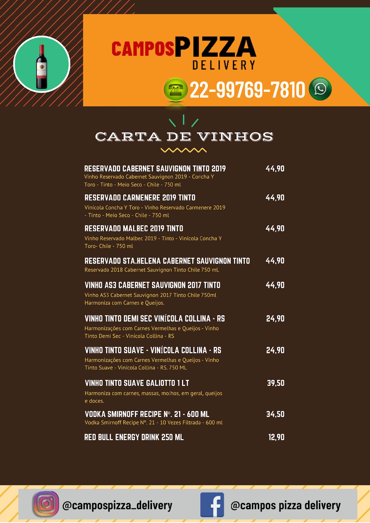 Menu em Campos Pizza restaurante, Campos dos Goytacazes