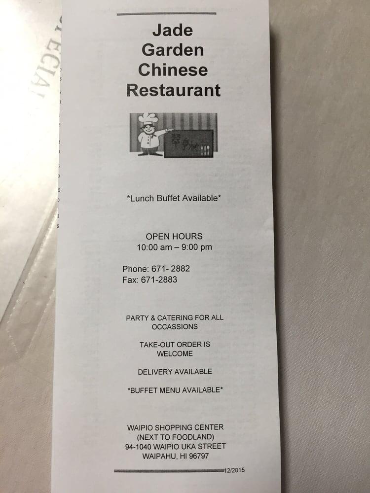 Menu at Jade Garden Restaurant, Waipahu