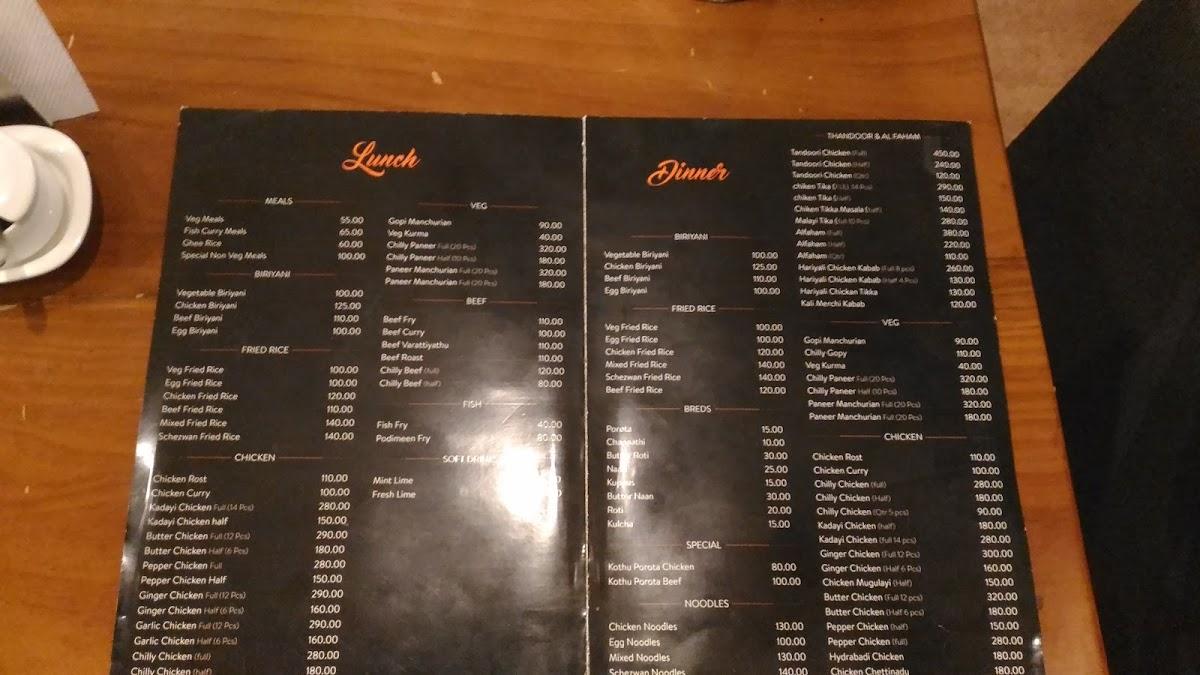 Taste Rider Restaurant menu