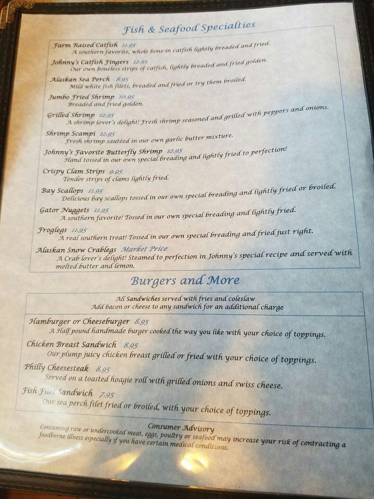 Menu at Catfish Johnny's Restaurant, Lake Panasoffkee