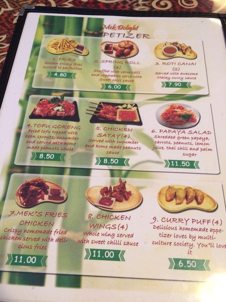 Menu at Mek's Delight restaurant, Surrey