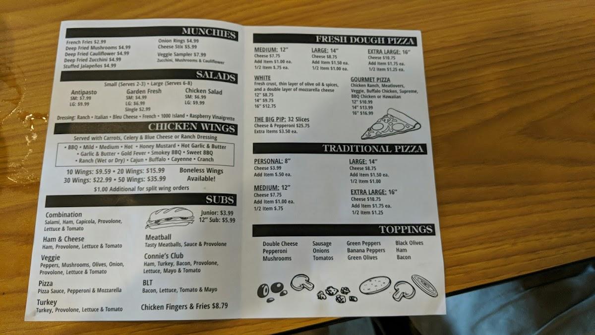 Menu at Presque Isle Pizza Restaurant / Connie's Ice Cream, Erie