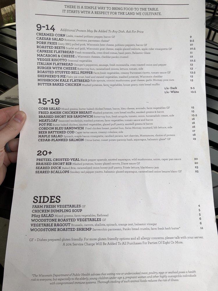 Menu at ParkSide 23 restaurant, Brookfield