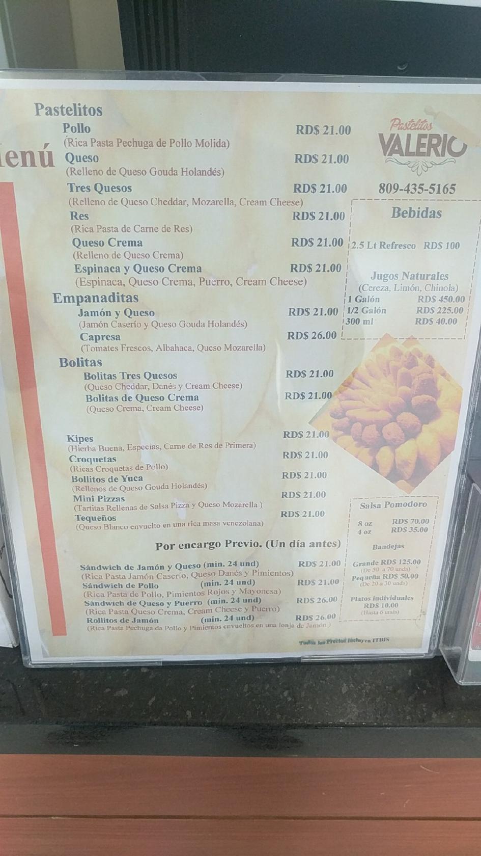 Menu At Pastelitos Valerio Restaurant Santo Domingo C Luis F Thomen