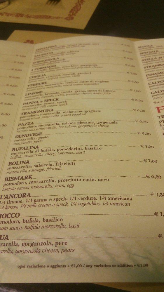 Menu Da Pizzeria L'Ancora, Albisola Superiore