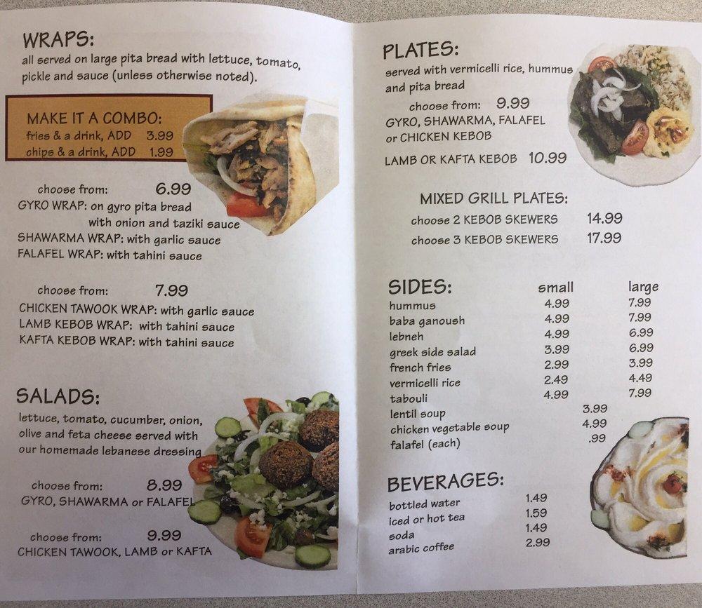 Carta de Saffron Sky Mediterranean Bakery Cafe, Fort Worth, 449 N Beach St
