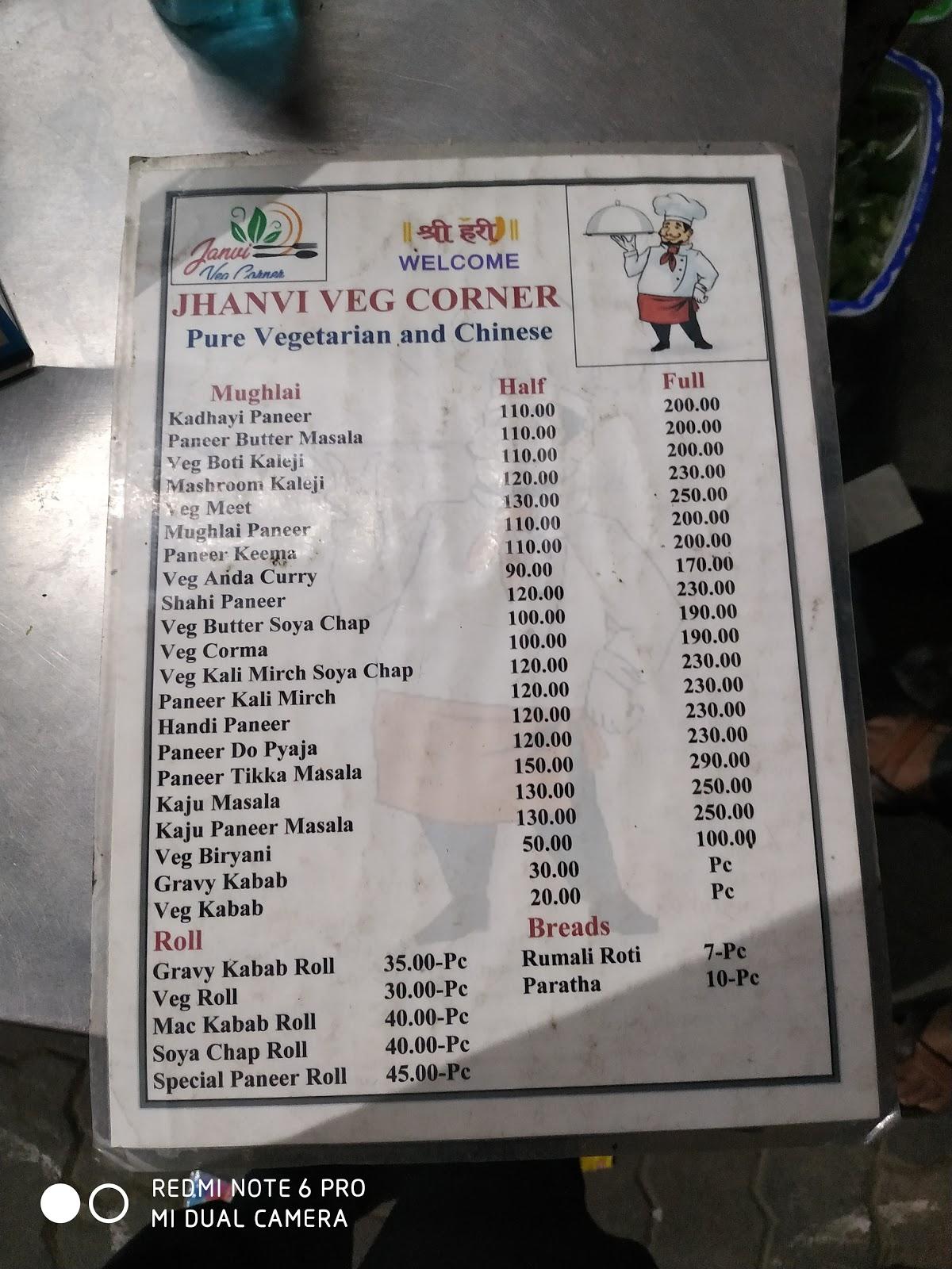 Jhanvi Veg Corner menu