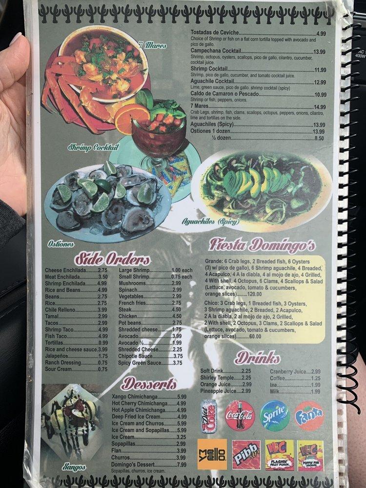 Menu at Domingos Mexican & Seafood Restaurant, Mocksville