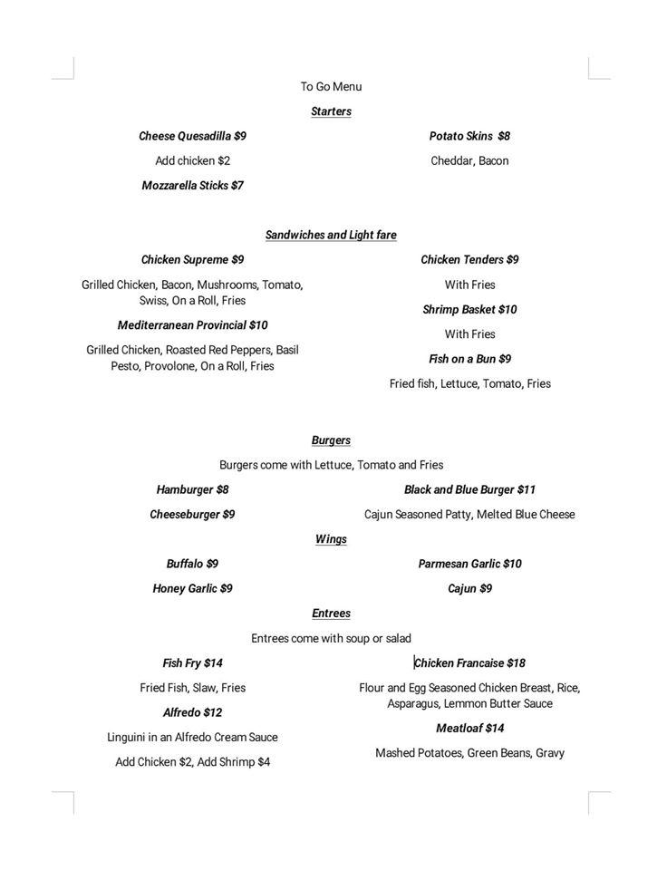 Menu at Inn At Speculator restaurant, Speculator, NY8