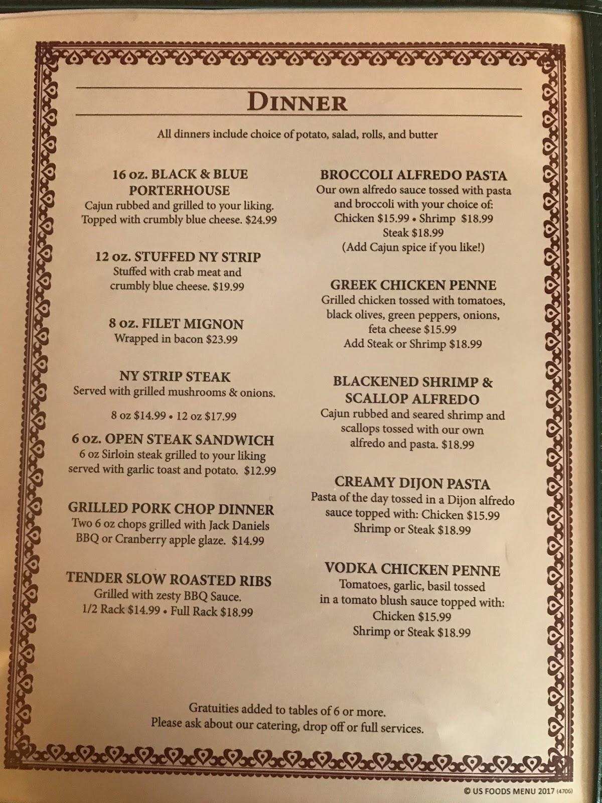 Menu at Johnston's Restaurant, Ransomville