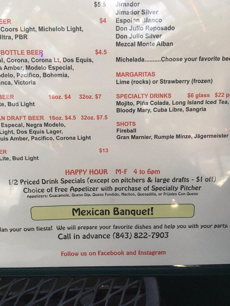 Menu at Santi's Restaurante Mexicano, Charleston, Meeting Street Rd