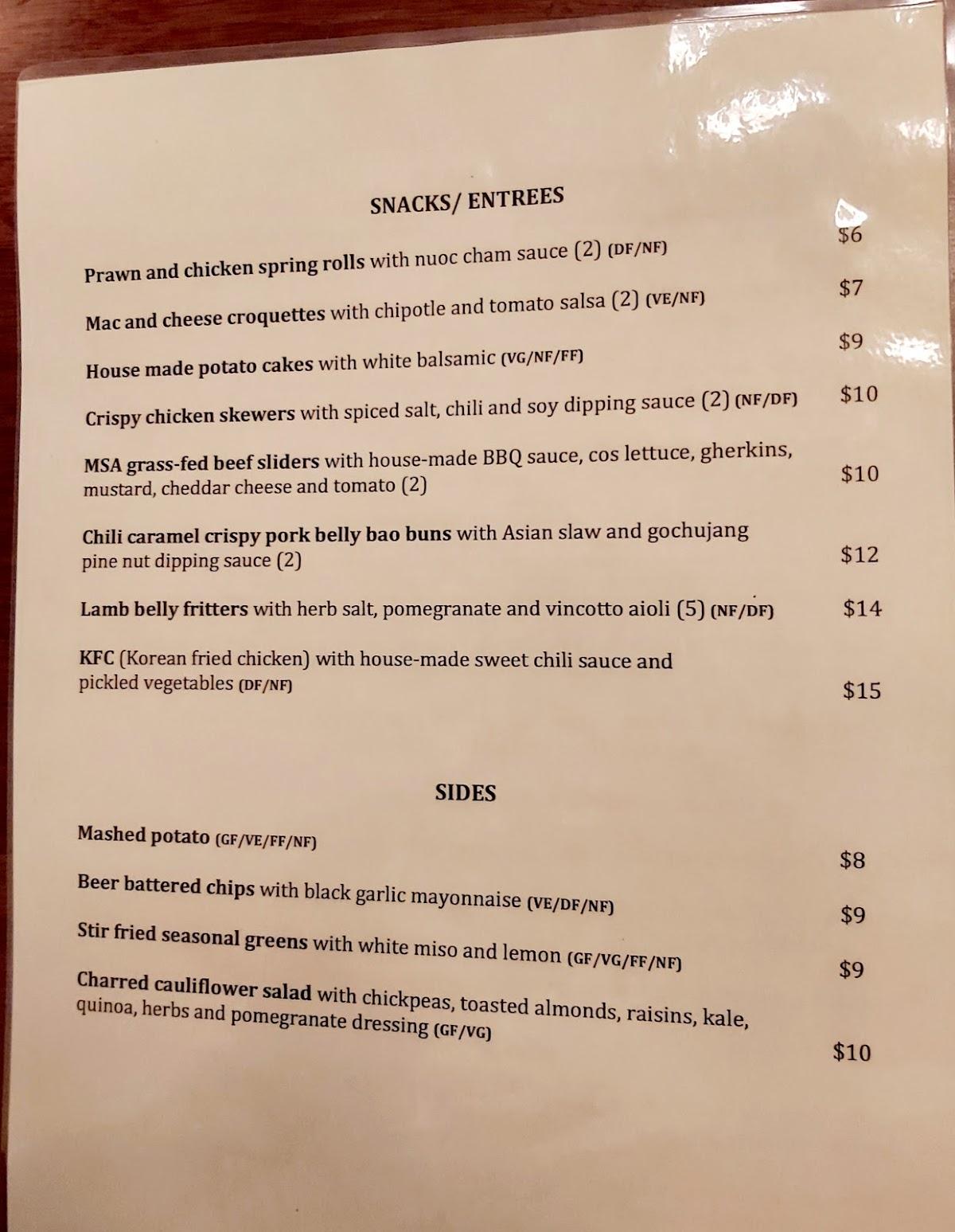 Menu at Spread Eagle Hotel pub & bar, Richmond