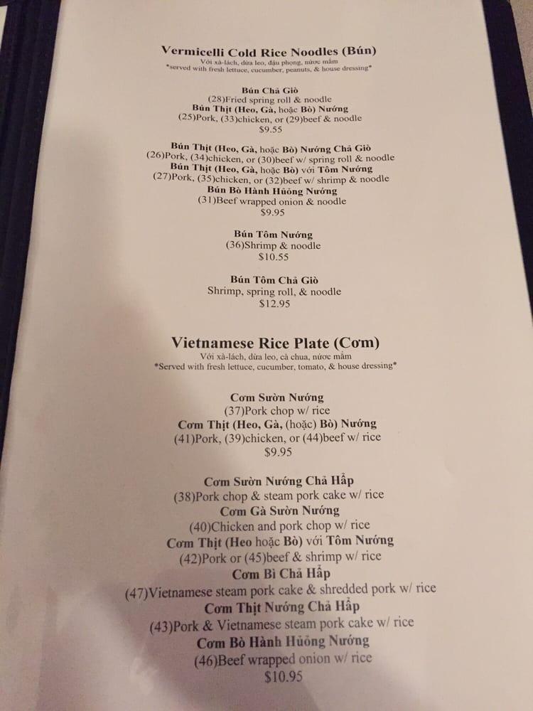 Menu at Hilo Rice Noodle Soup restaurant, Hilo