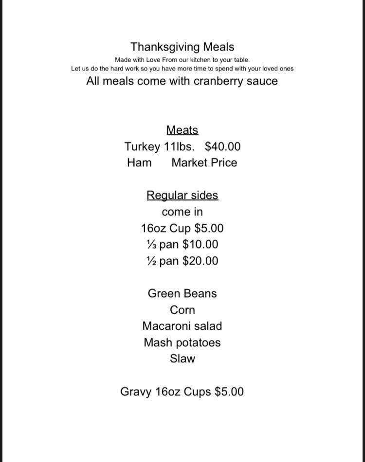 Menu at Big H BBQ, Rogersville