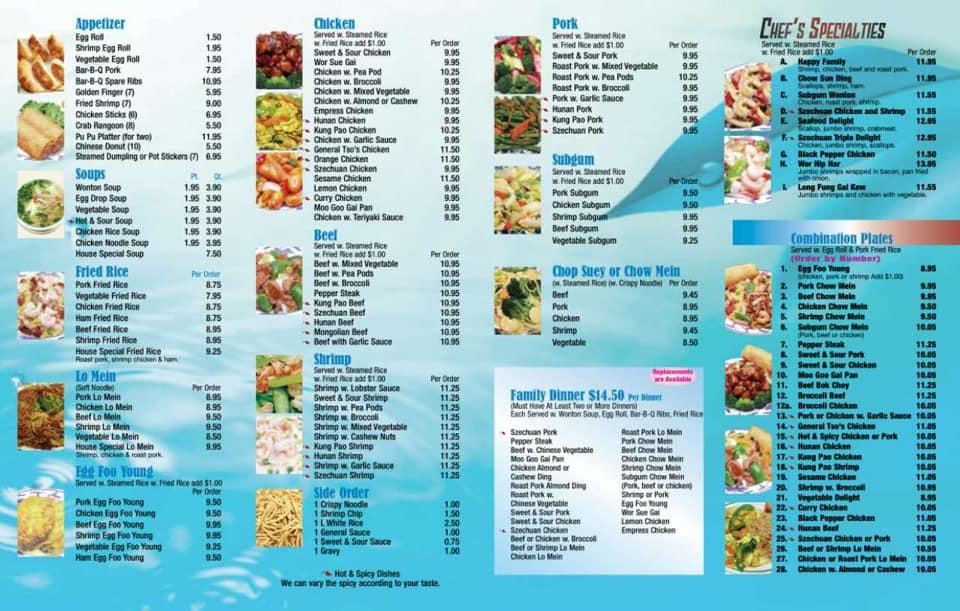 Menu at Yun Tung Chinese Restaurant, Madison