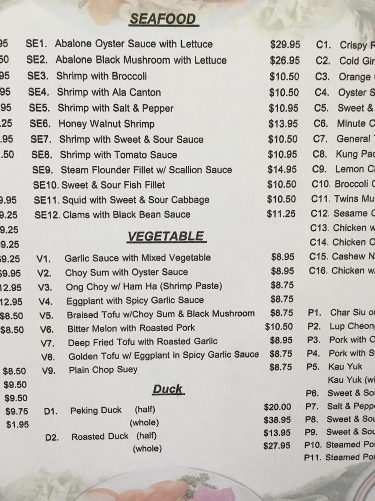 Menu at Ho Ho Chinese Cuisine restaurant, Kapolei, 590 Farrington Hwy